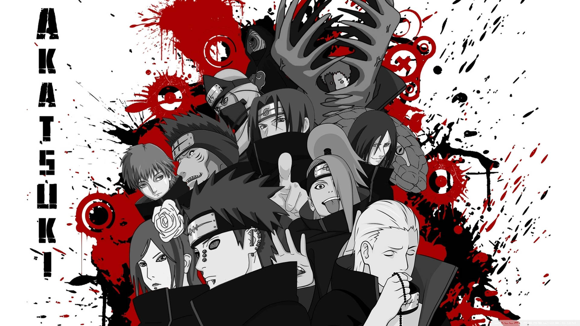 Akatsuki Splattered With Red And Black Background