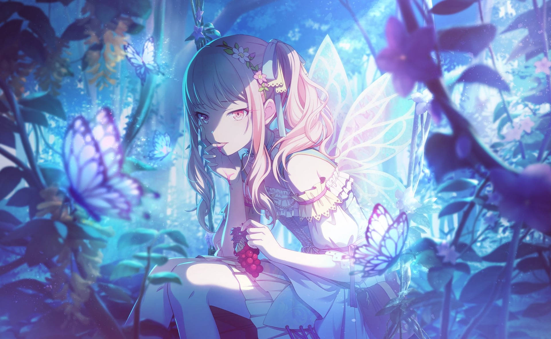 Akiyama Mizuki Pink Fairy Background