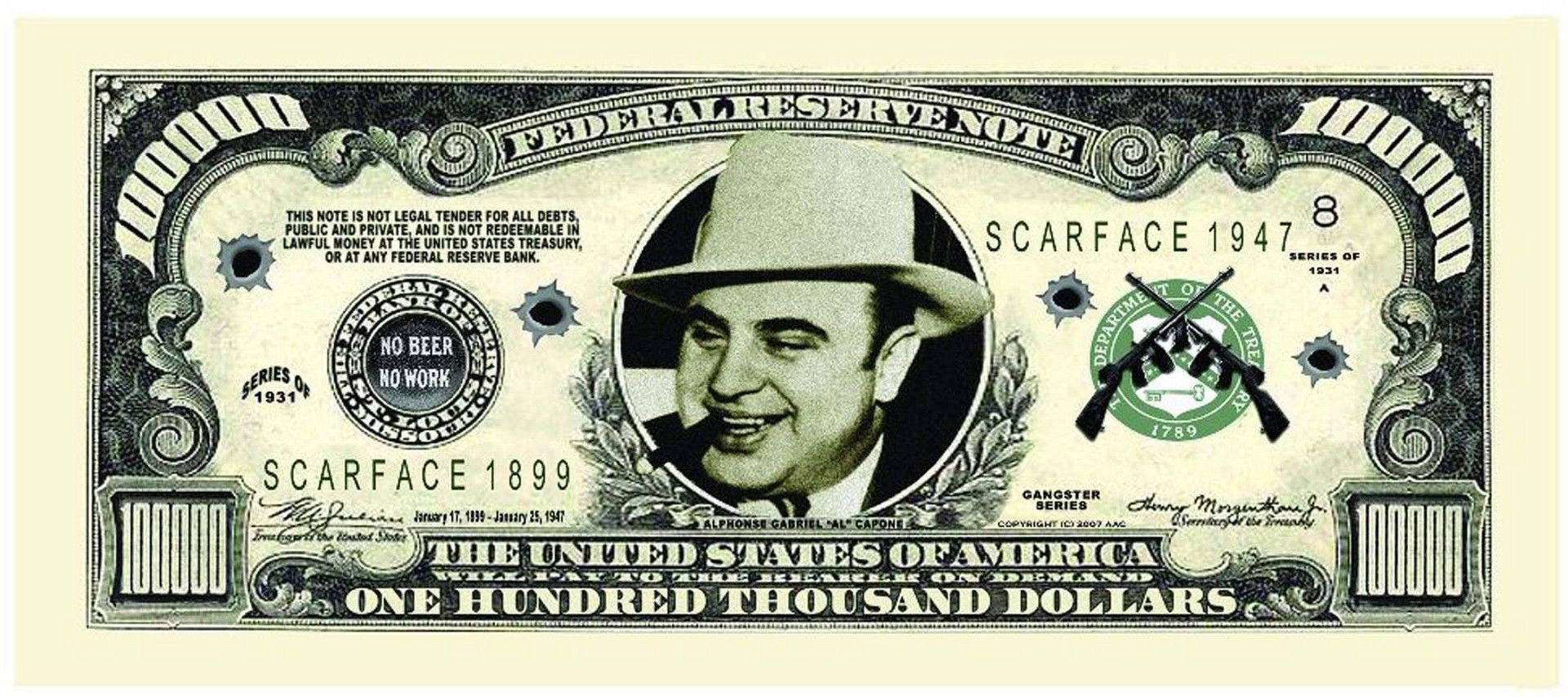 Al Capone In Dollar Background