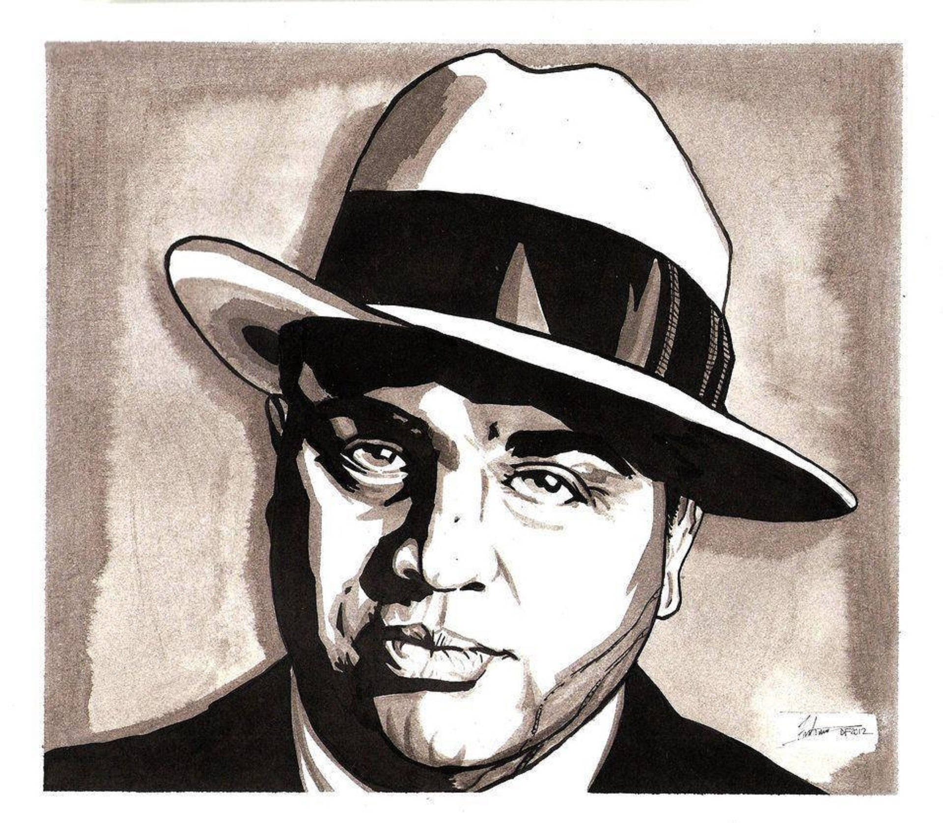 Al Capone Pencil Drawing Background