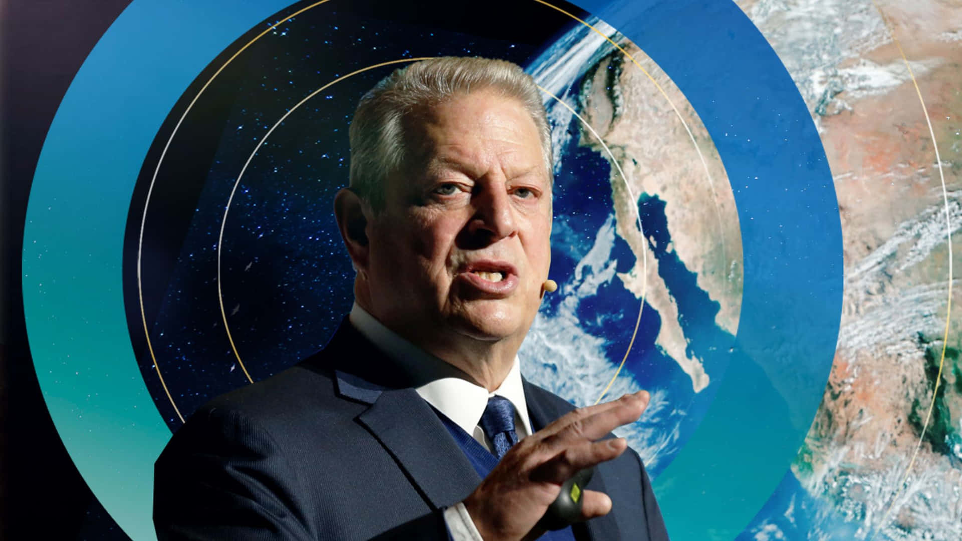 Al Gore With An Illustrated Background Background