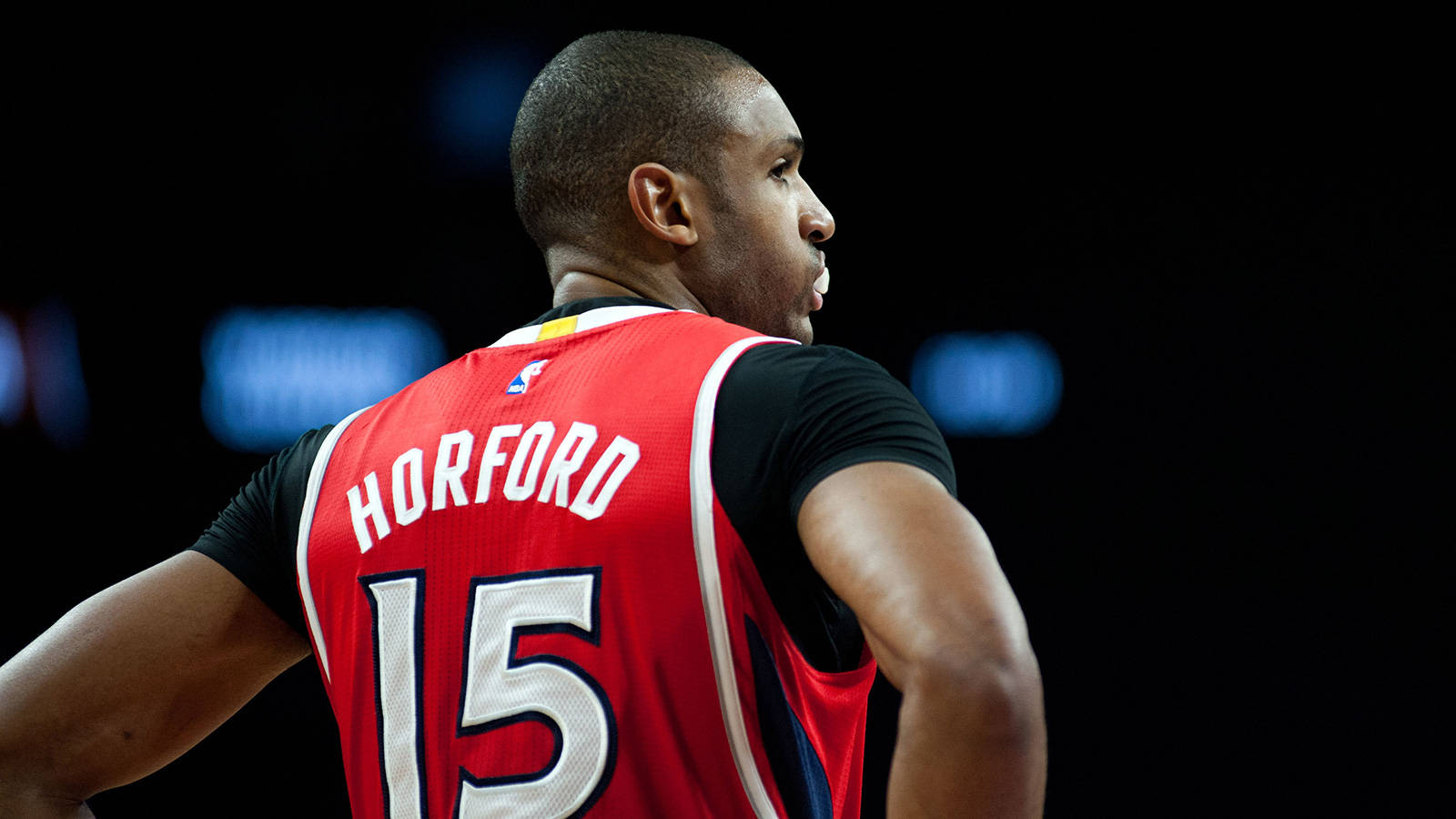 Al Horford Wears Nba Red Jersey Background