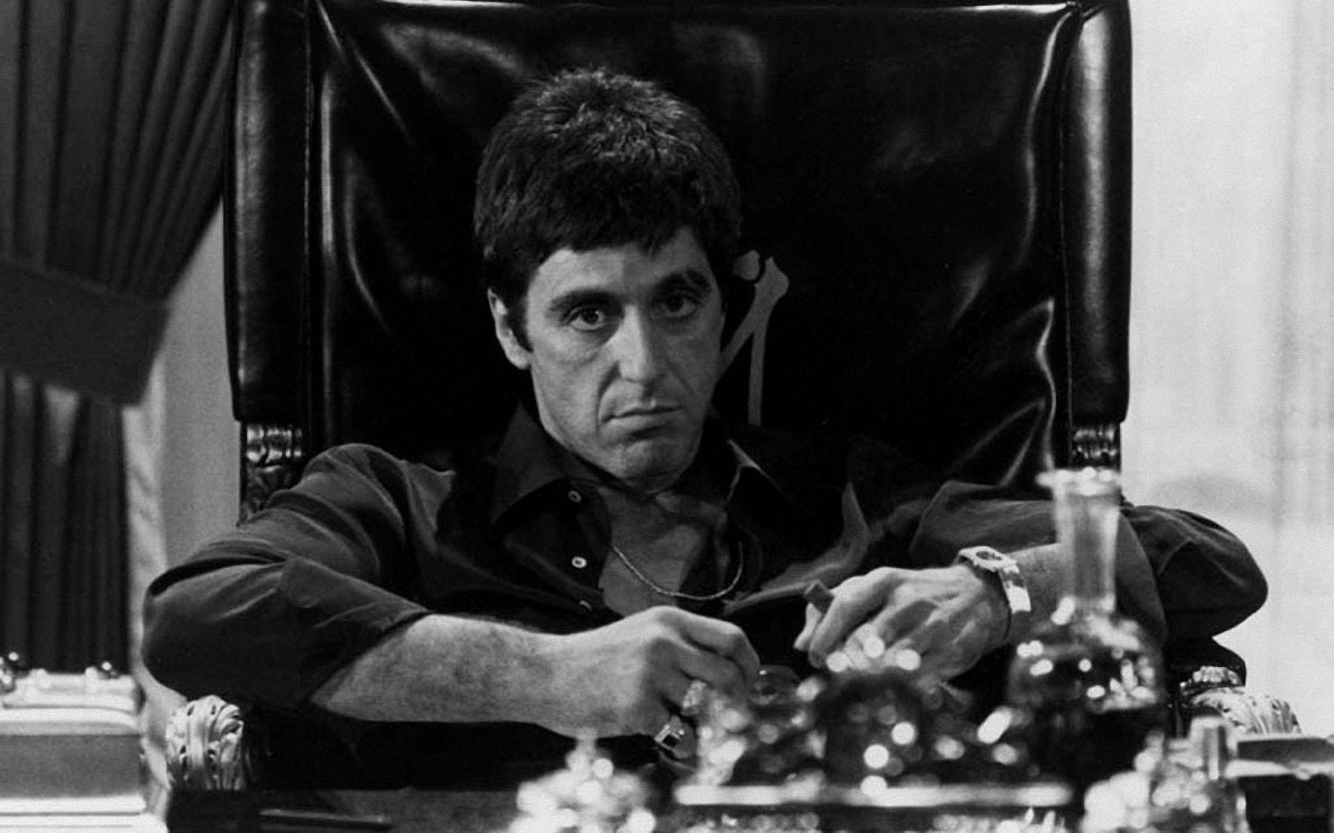 Al Pacino Scarface Black White Background