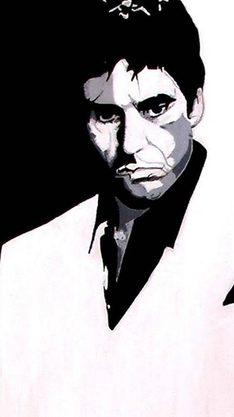 Al Pacino Scarface Monochrome Digital Art Background