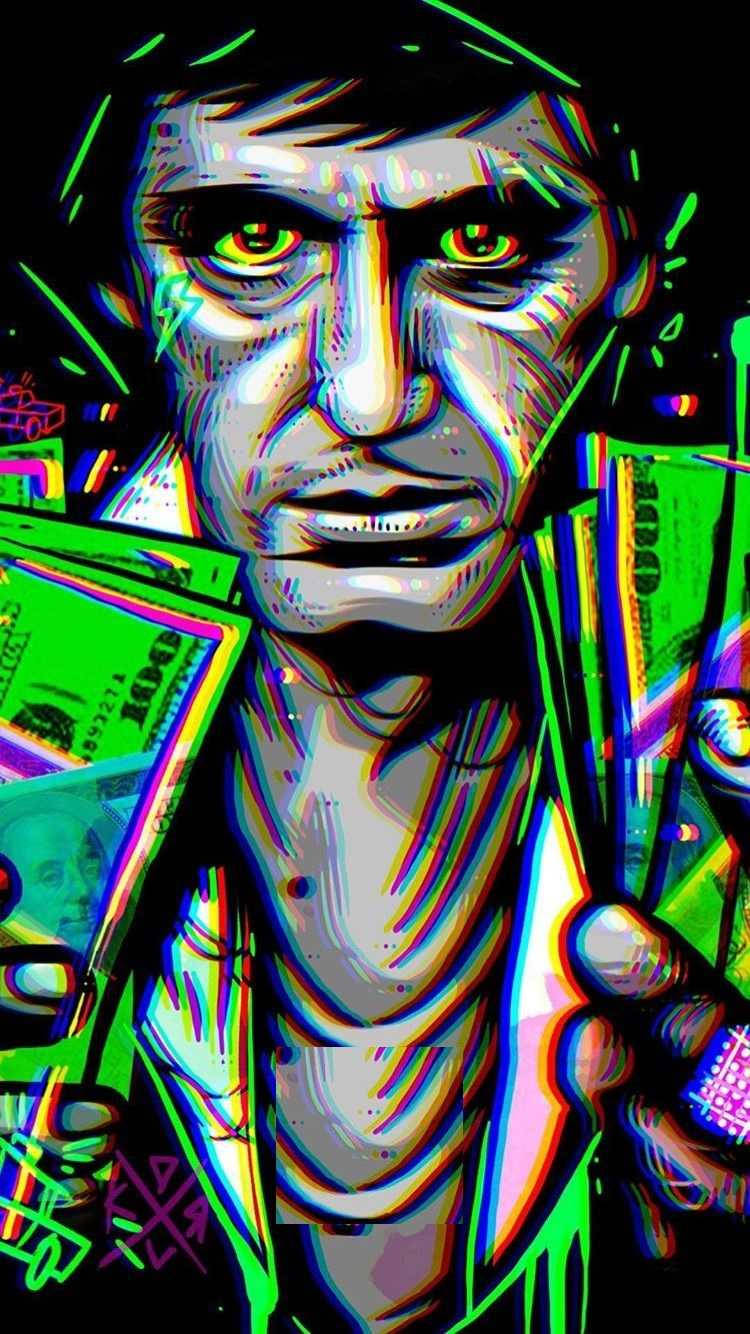 Al Pacino Scarface Neon Colors Background