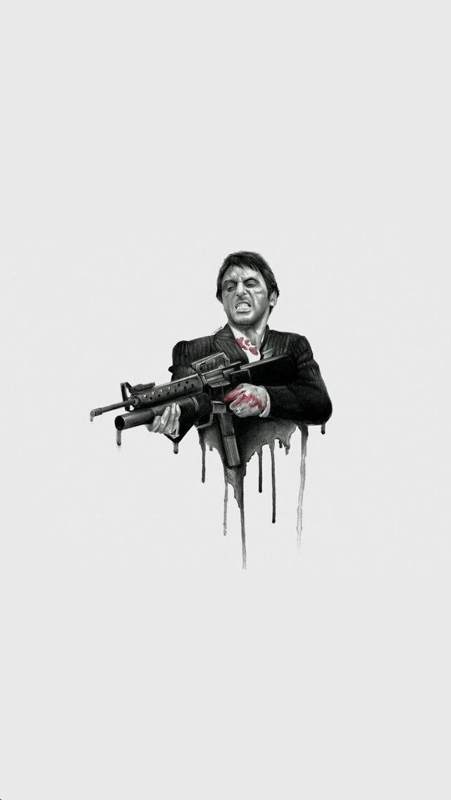 Al Pacino Scarface Shooting Art Background