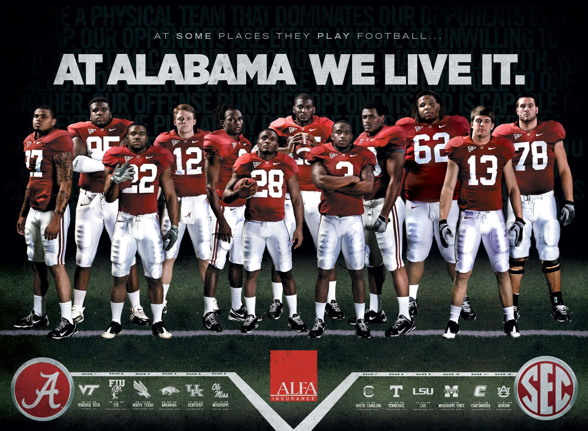 Alabama Football Team Group Portrait Background