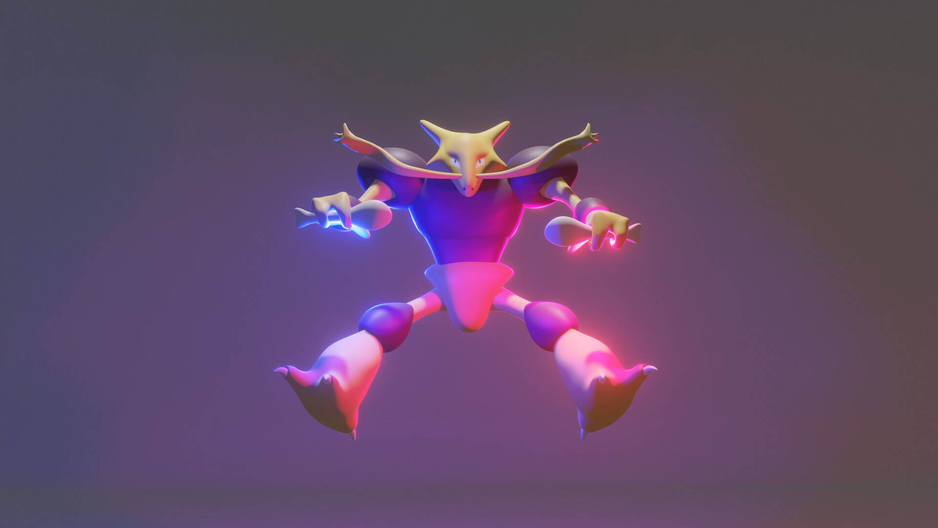 Alakazam Glowing Red Blue Background