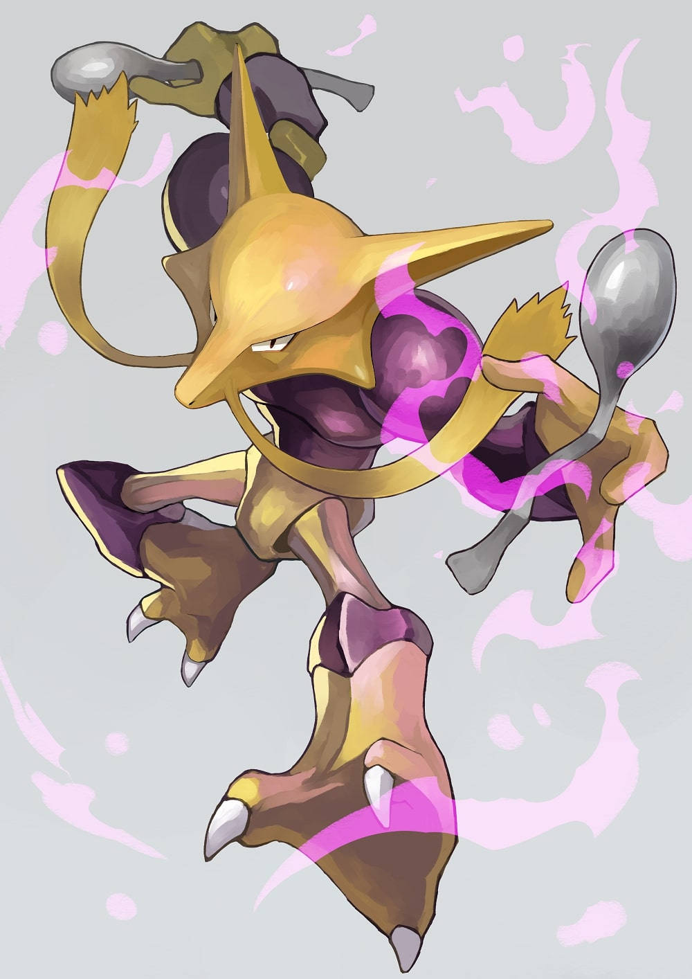 Alakazam Holding Spoons Background