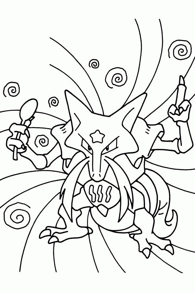 Alakazam Kadabra Line Drawing Background