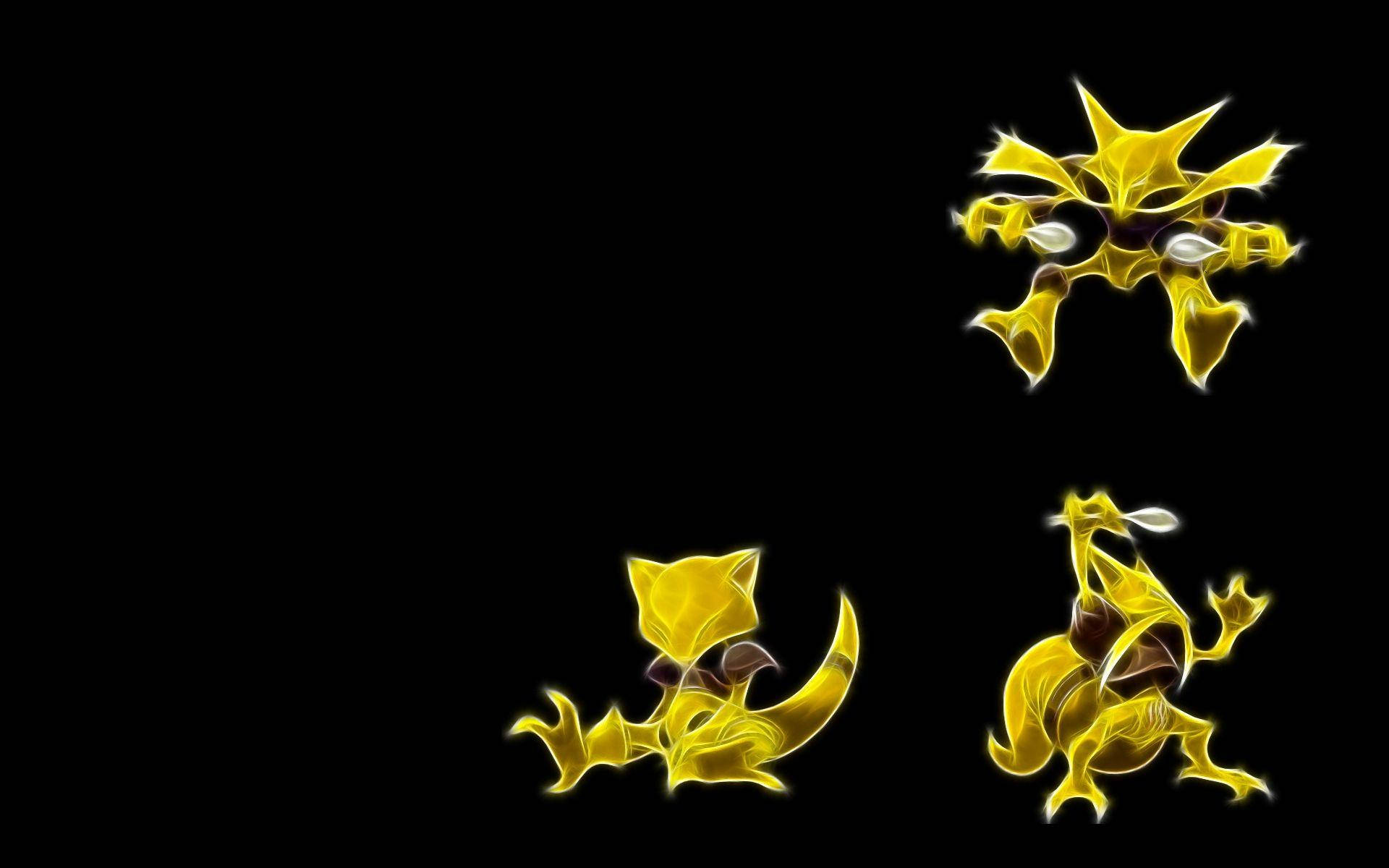 Alakazam Line Glowing Black Background