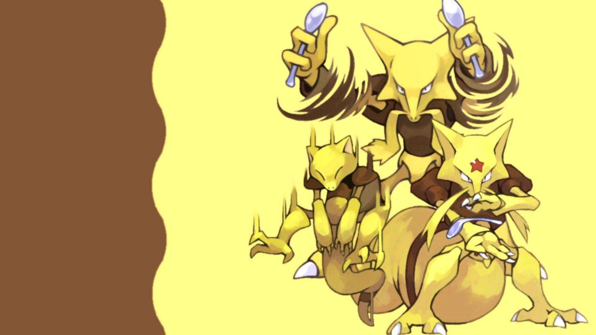 Alakazam Line Yellow Brown Background