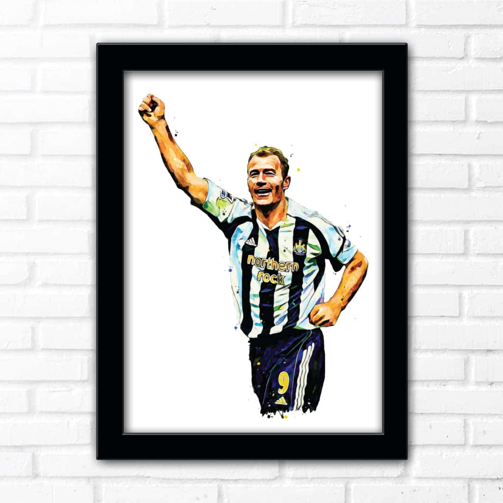 Alan Shearer Framed Painting Newcastle United Fc Background