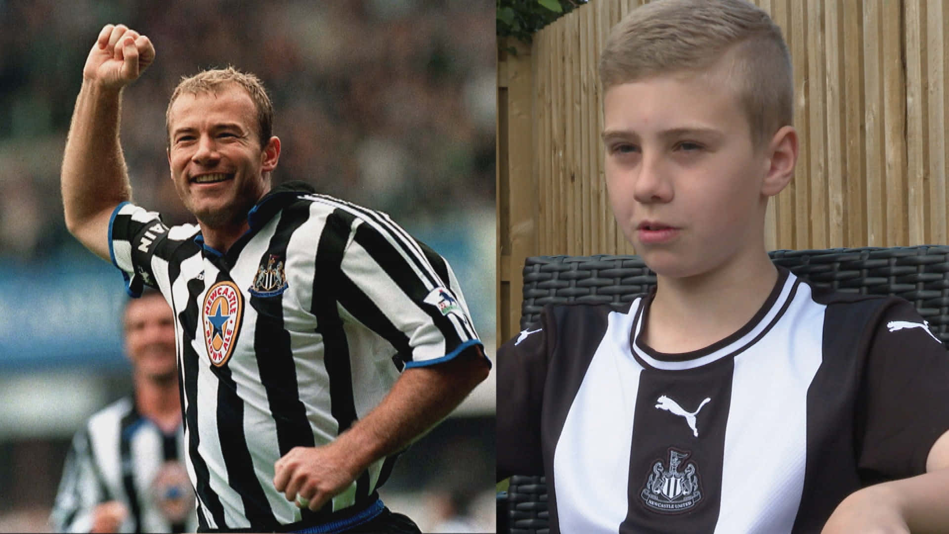 Alan Shearer With A Kid Background