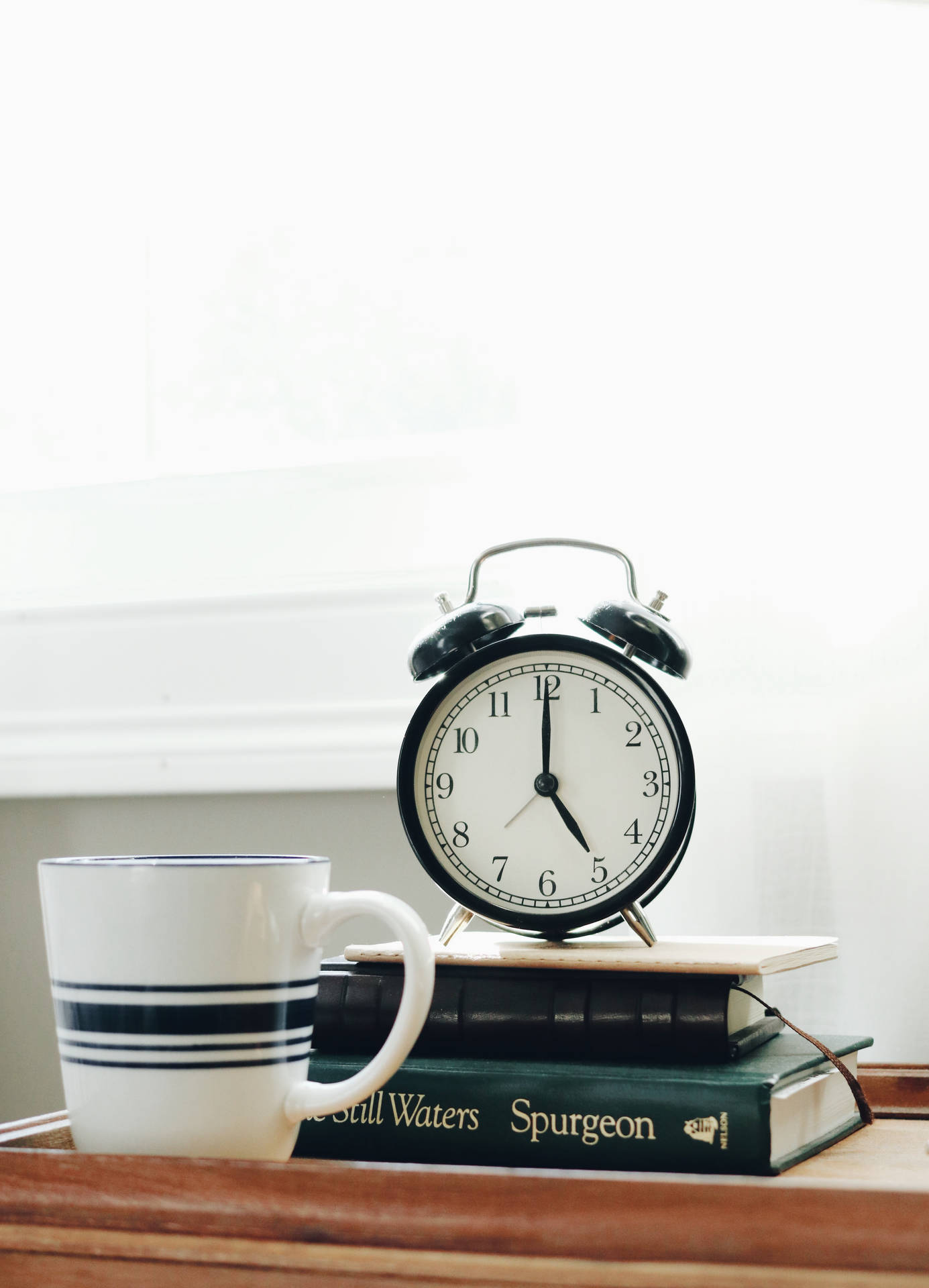 Alarm Clock Books Coffee Background