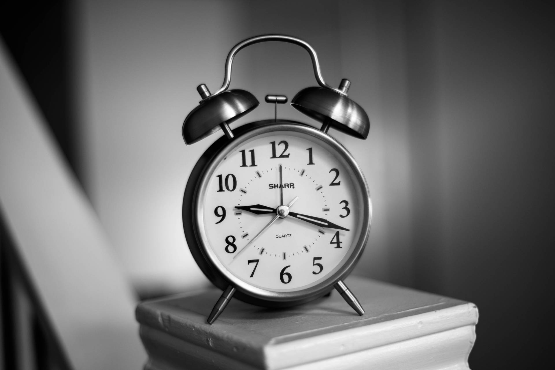 Alarm Clock Still Life Quartz Black & White Background