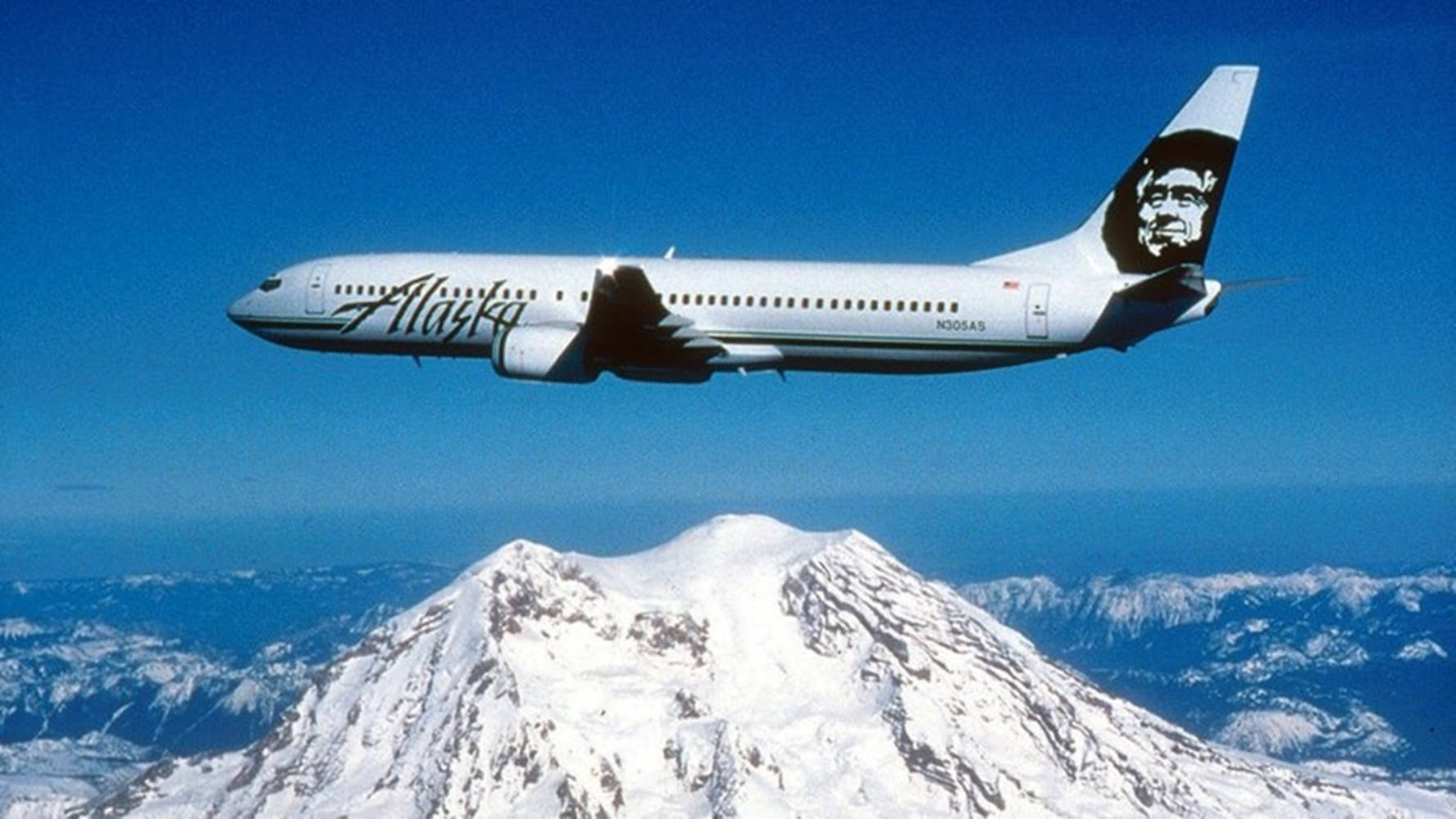 Alaska Airlines Above Mountain Peak