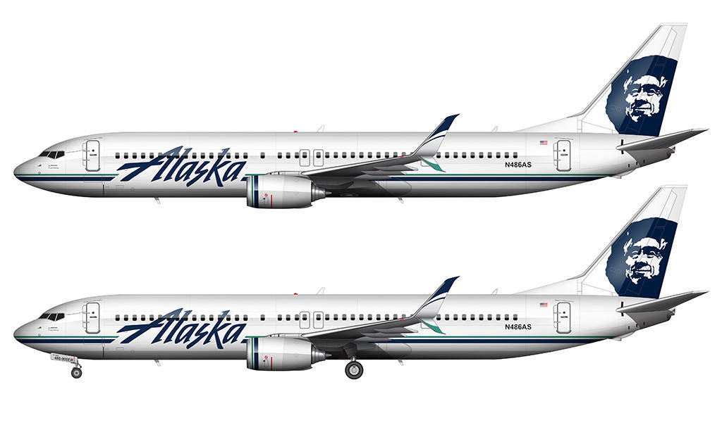 Alaska Airlines Airplanes Left Side View Background