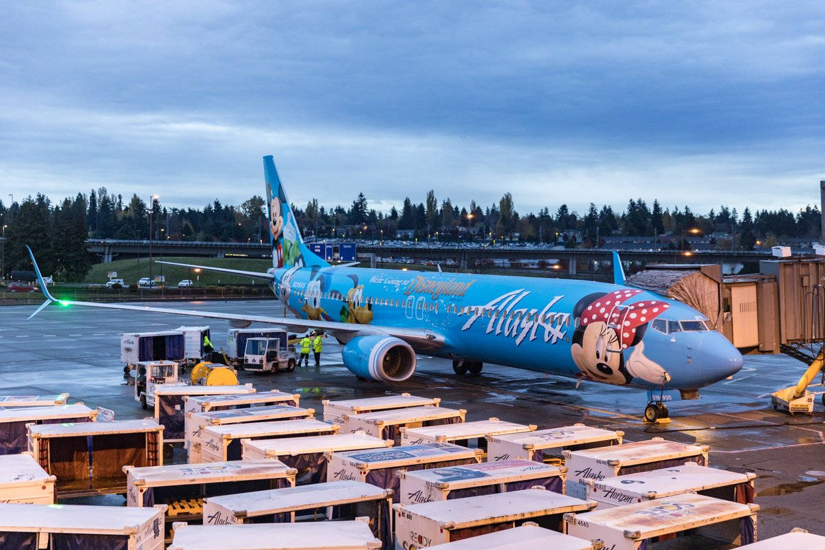 Alaska Airlines Disney Characters Plane Background