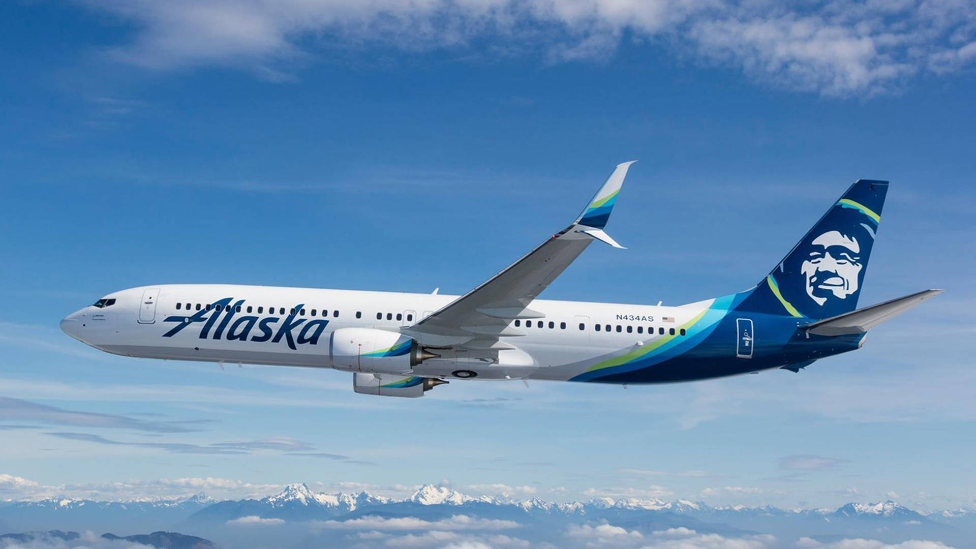 Alaska Airlines Flying On Blue Skies