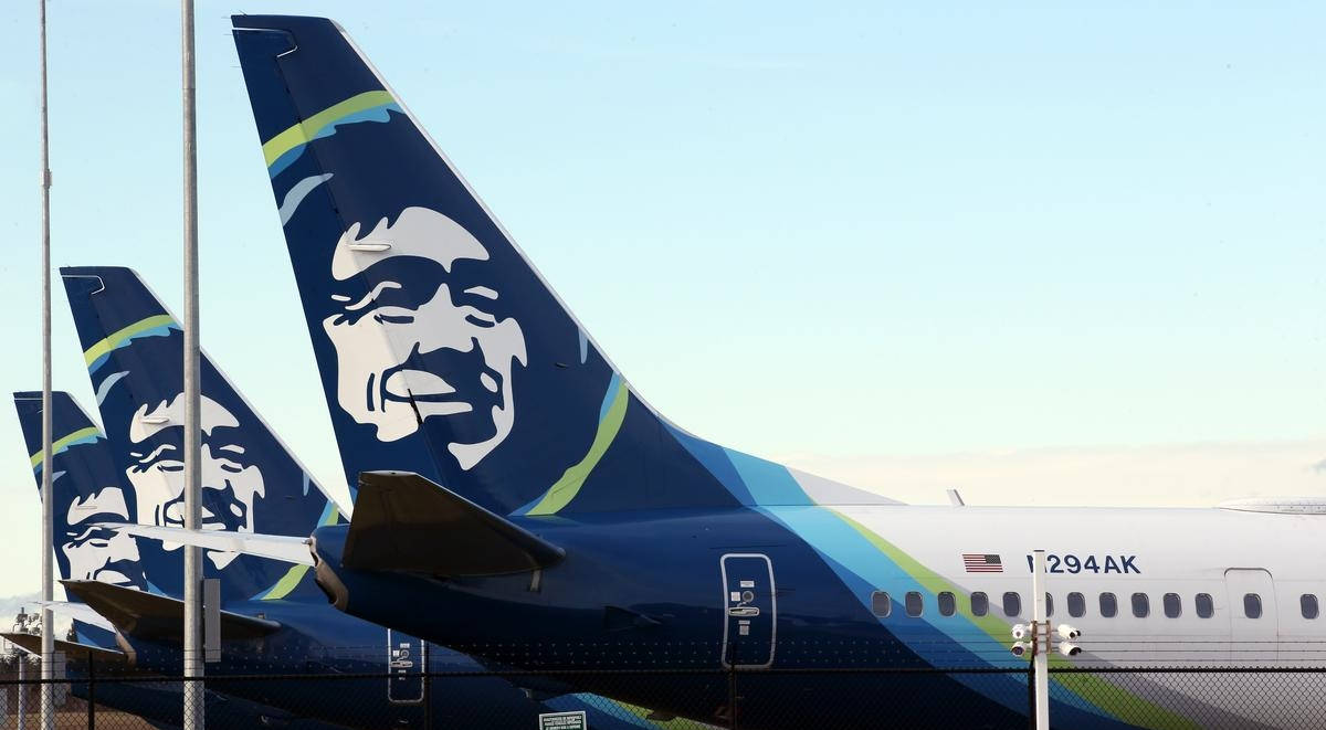 Alaska Airlines Plane Tail Eskimo Art Background