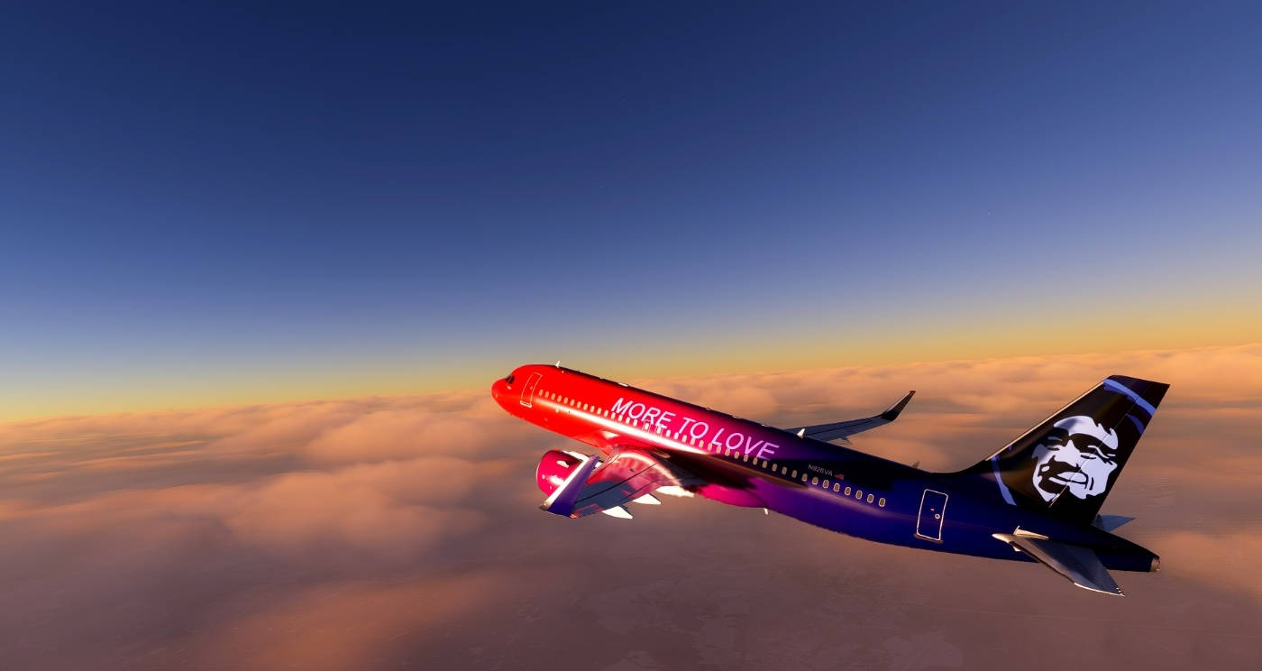 Alaska Airlines Red And Blue Plane Background