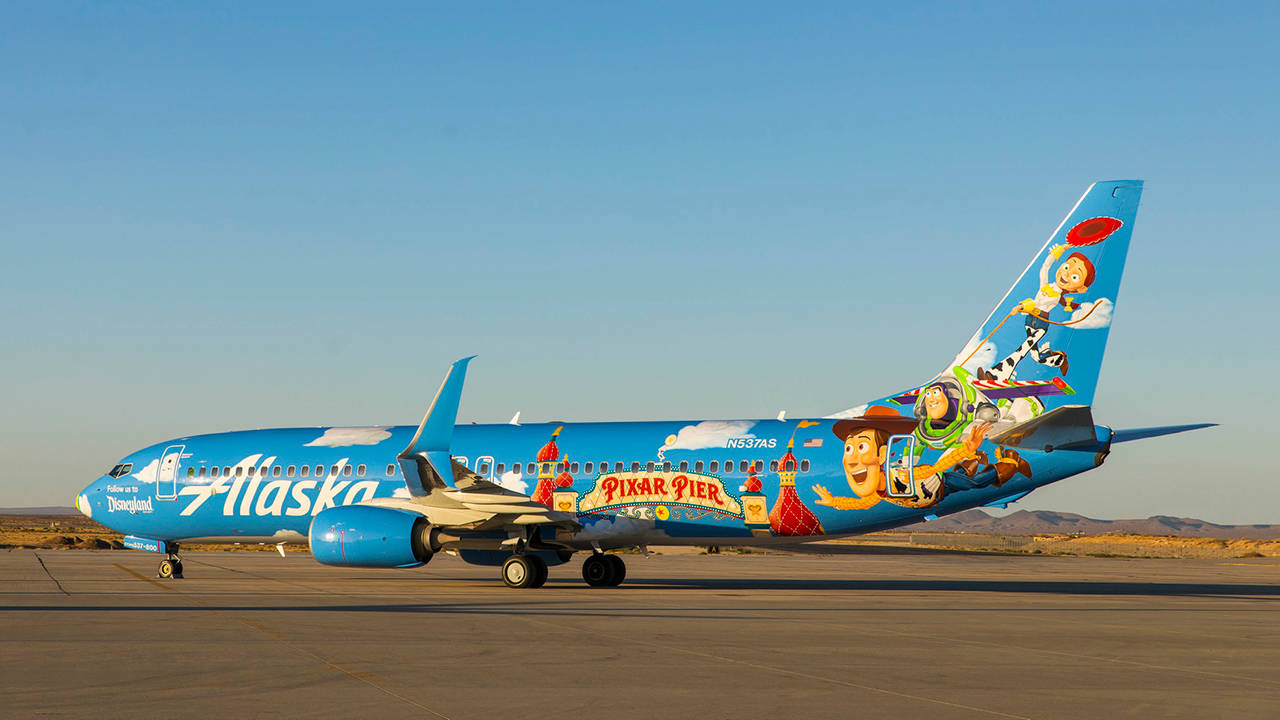 Alaska Airlines Toy Story Plane Background