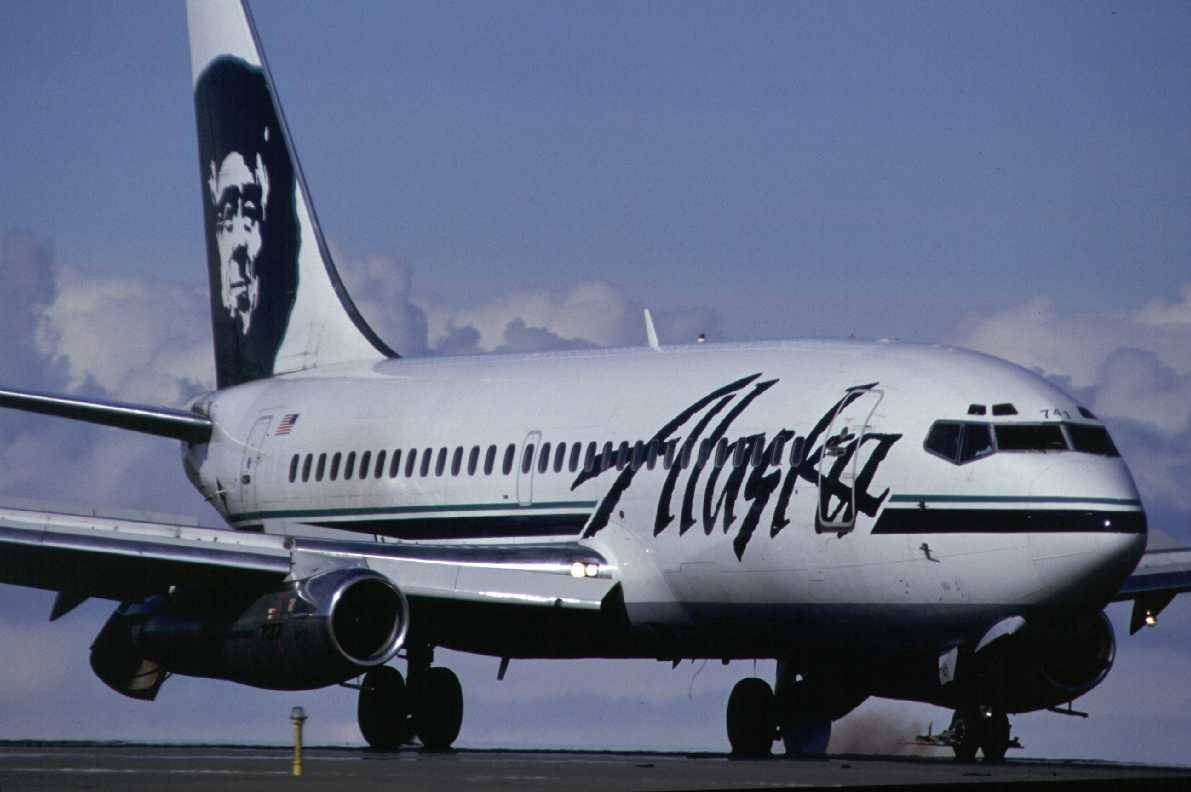 Alaska Airlines White Airplane Background