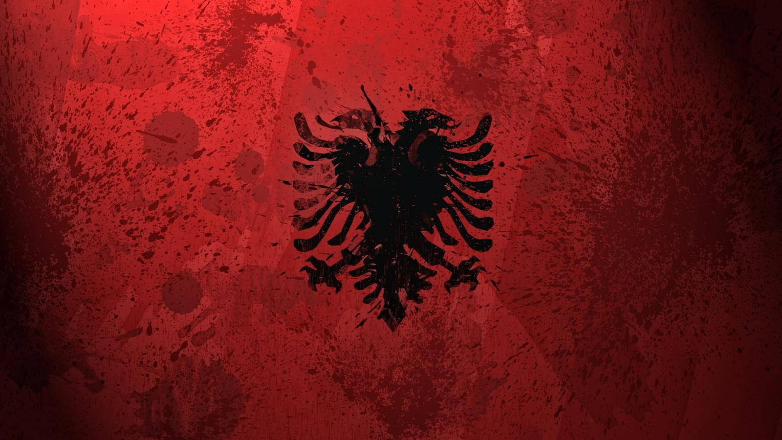 Albania Flag Paint Splatters Background