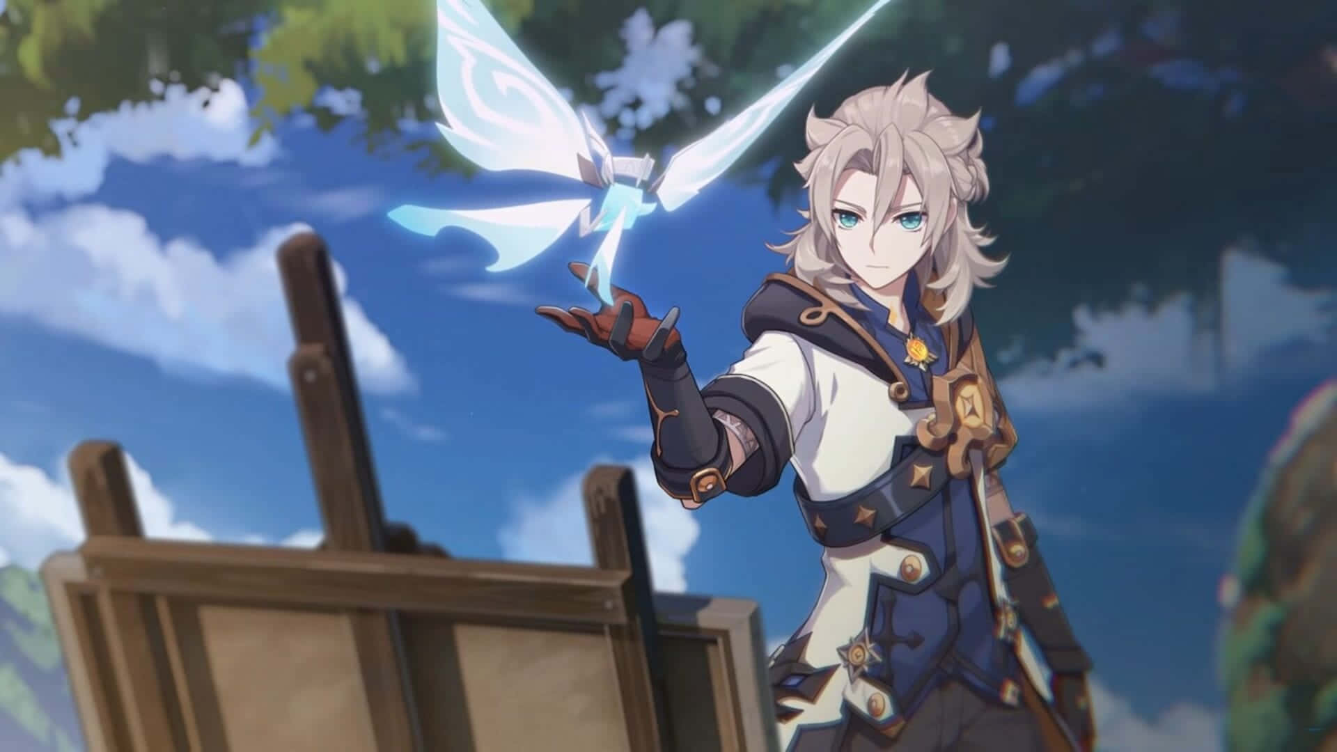 Albedo, Known As The Chief Alchemist Of The Knights Of Favonius In Genshin Impact Background