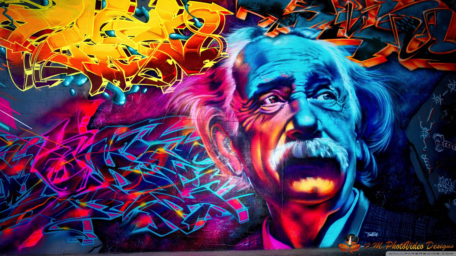 Albert Einstein Street Art Background