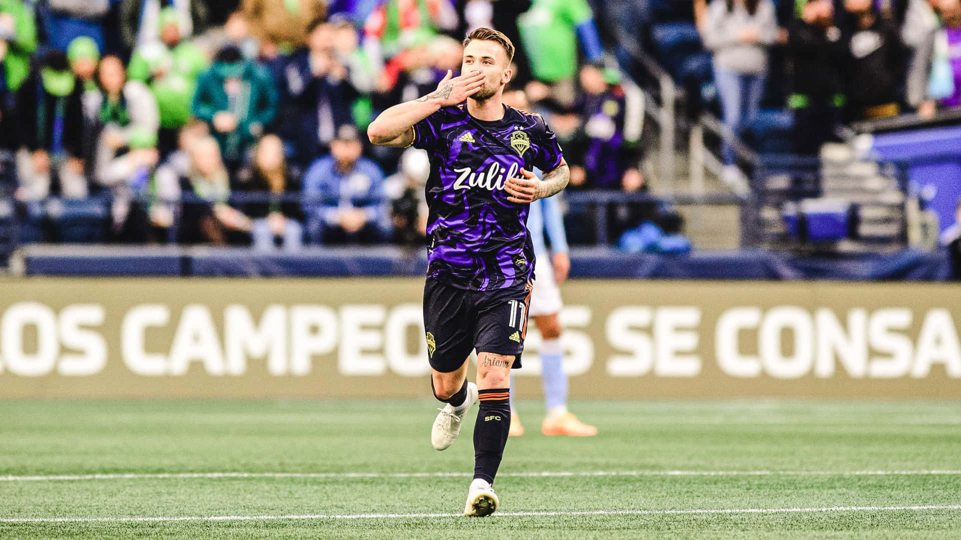 Albert Rusnak Seattle Sounders Flying Kiss Background