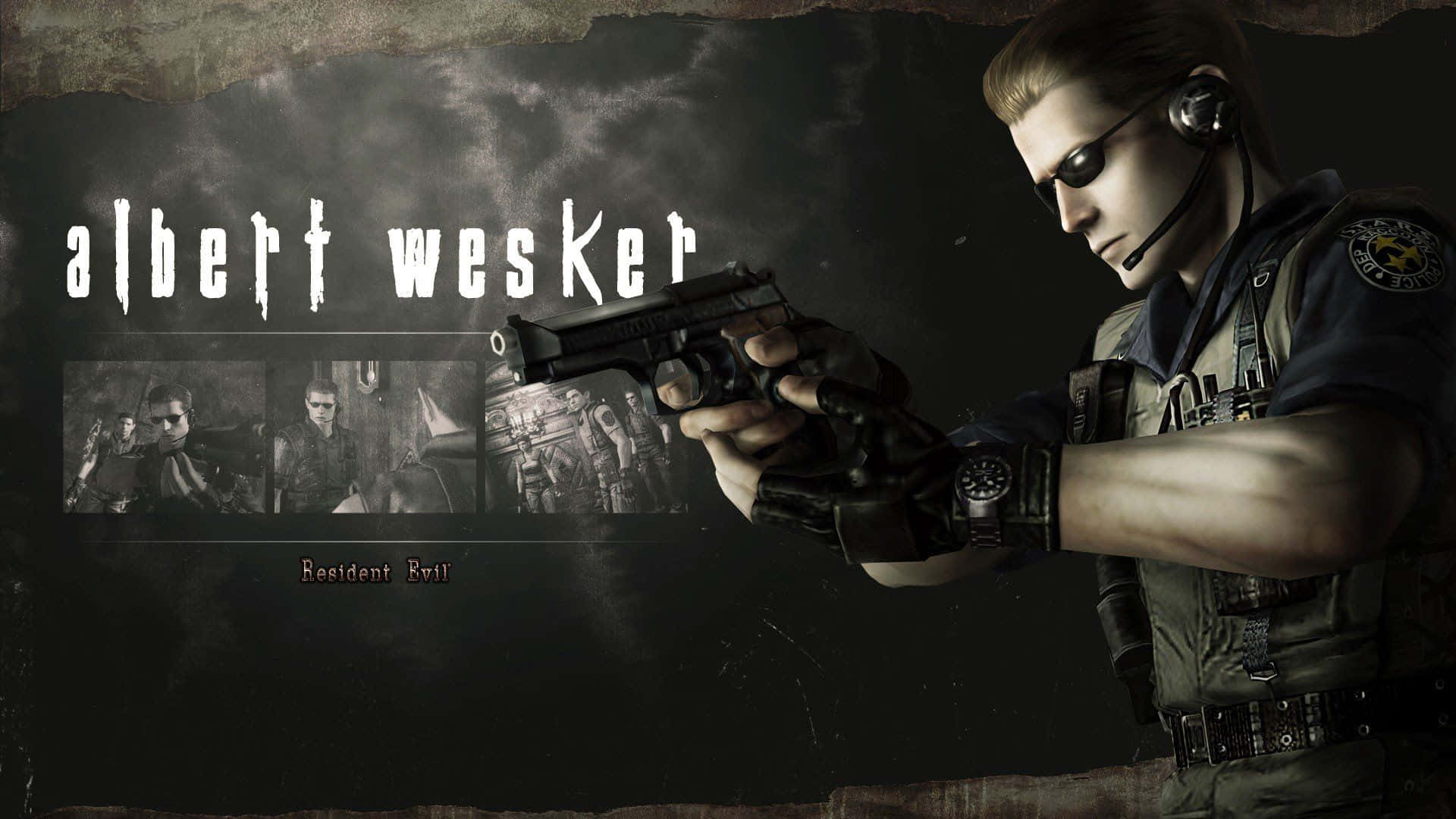 Albert Wesker Brooding In Shadows Background