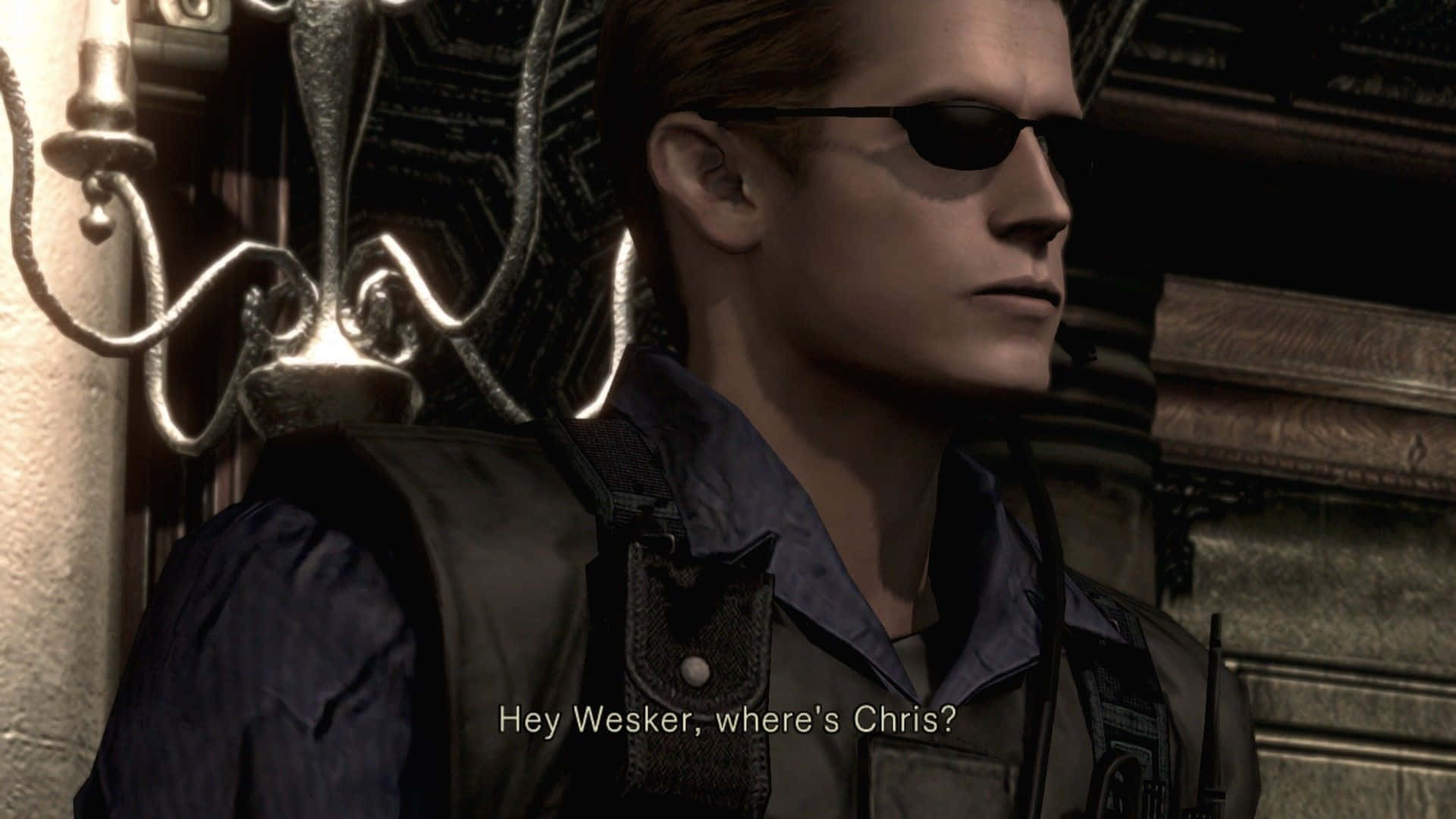 Albert Wesker In Action In Intense Video Game Scene Background