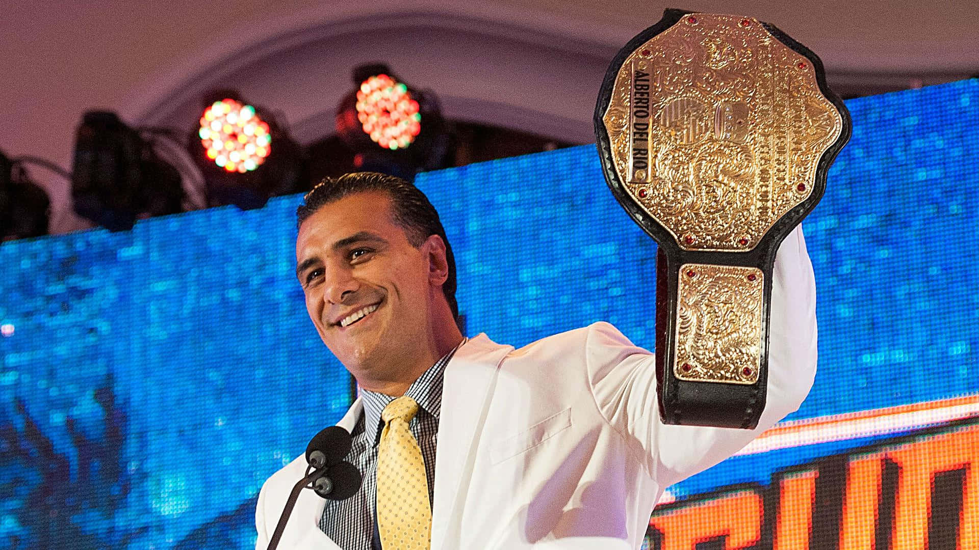 Alberto Del Rio Holding Wwe Belt