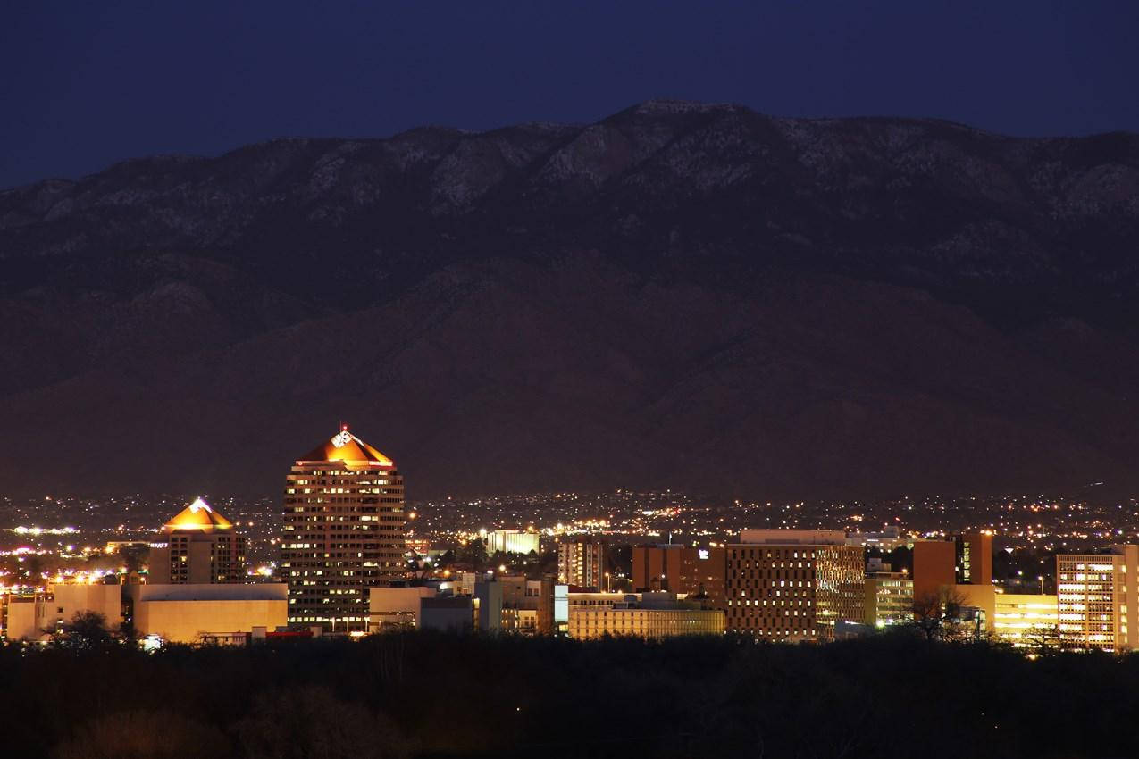 Albuquerque City Lights In Night Background