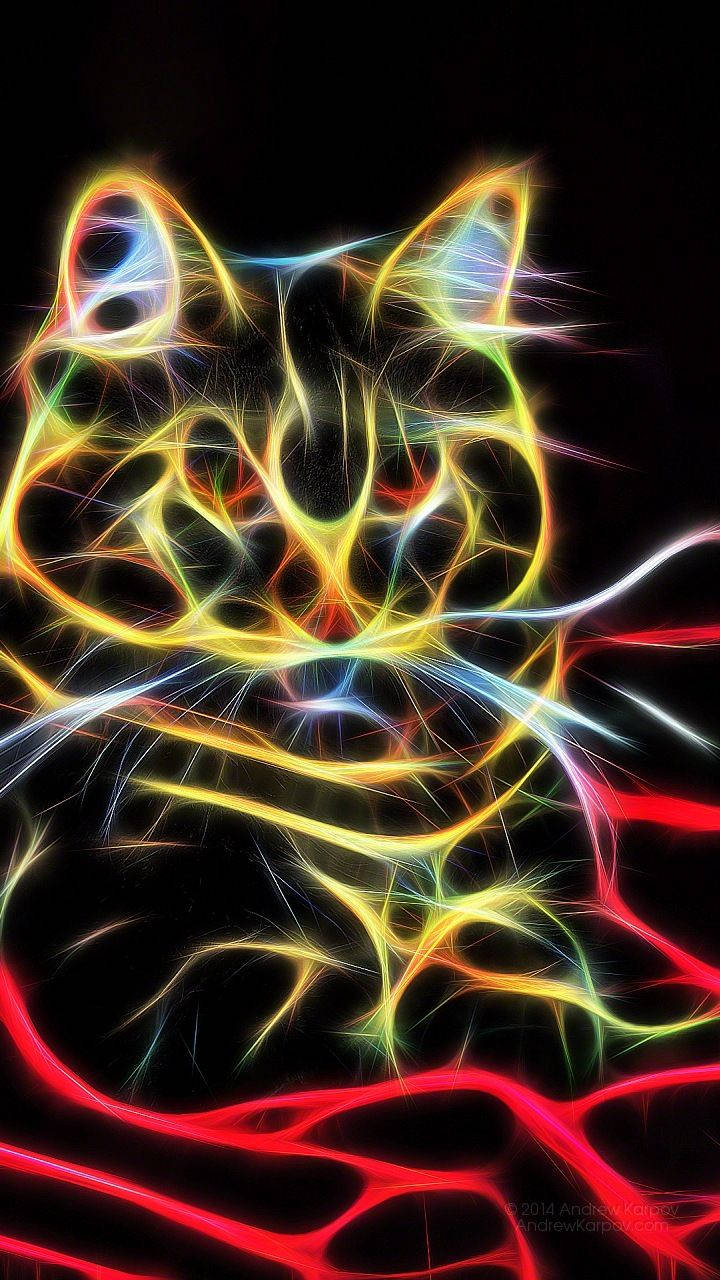 Alcatel Neon Lights Cat Background
