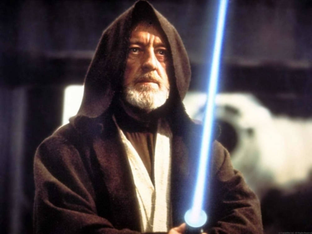 Alec Guinness With Light Saber Background