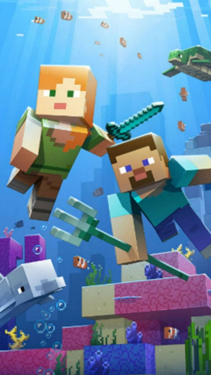 Alex And Steve Fighting Minecraft Iphone Background