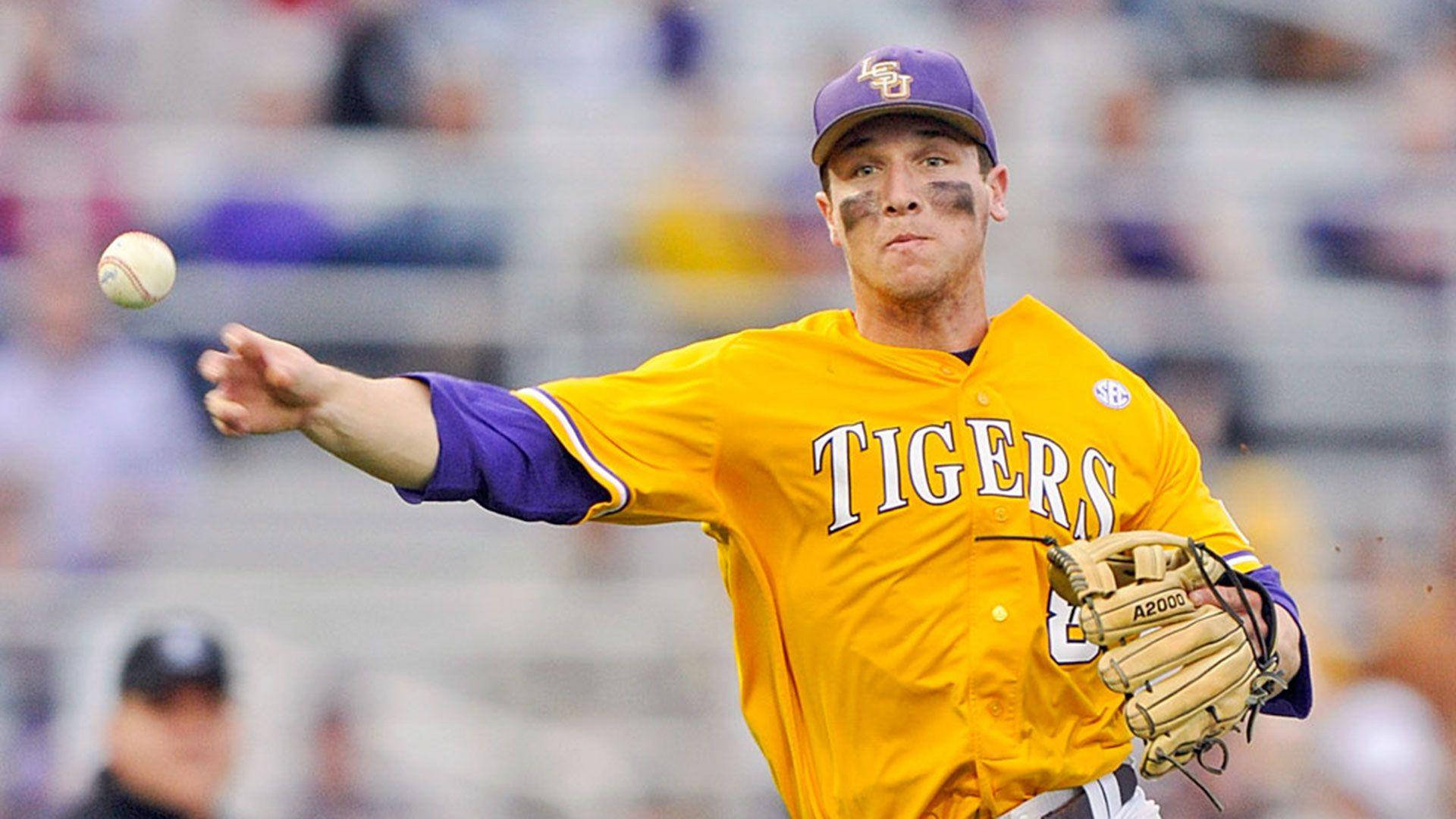 Alex Bregman Catching Ball In Tigers Uniform Background