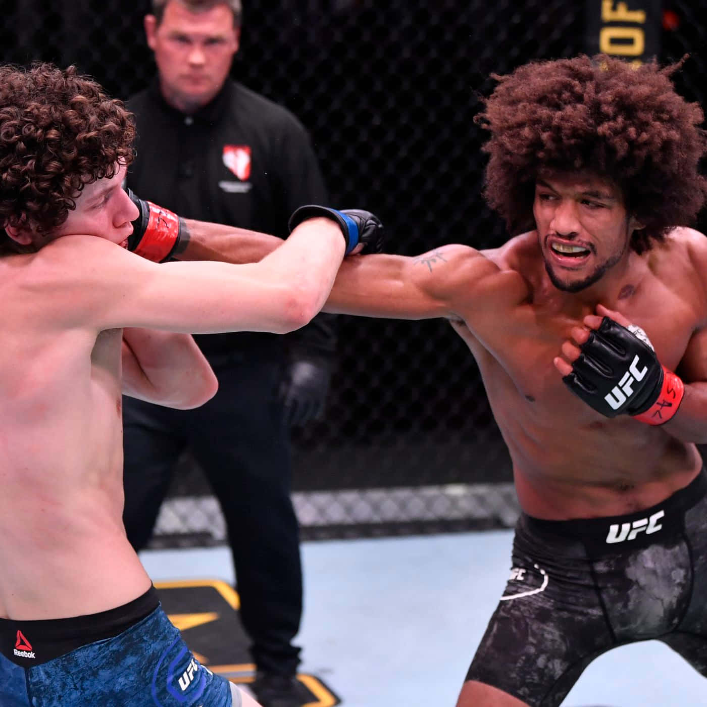 Alex Caceres Punching Chase Hooper Background