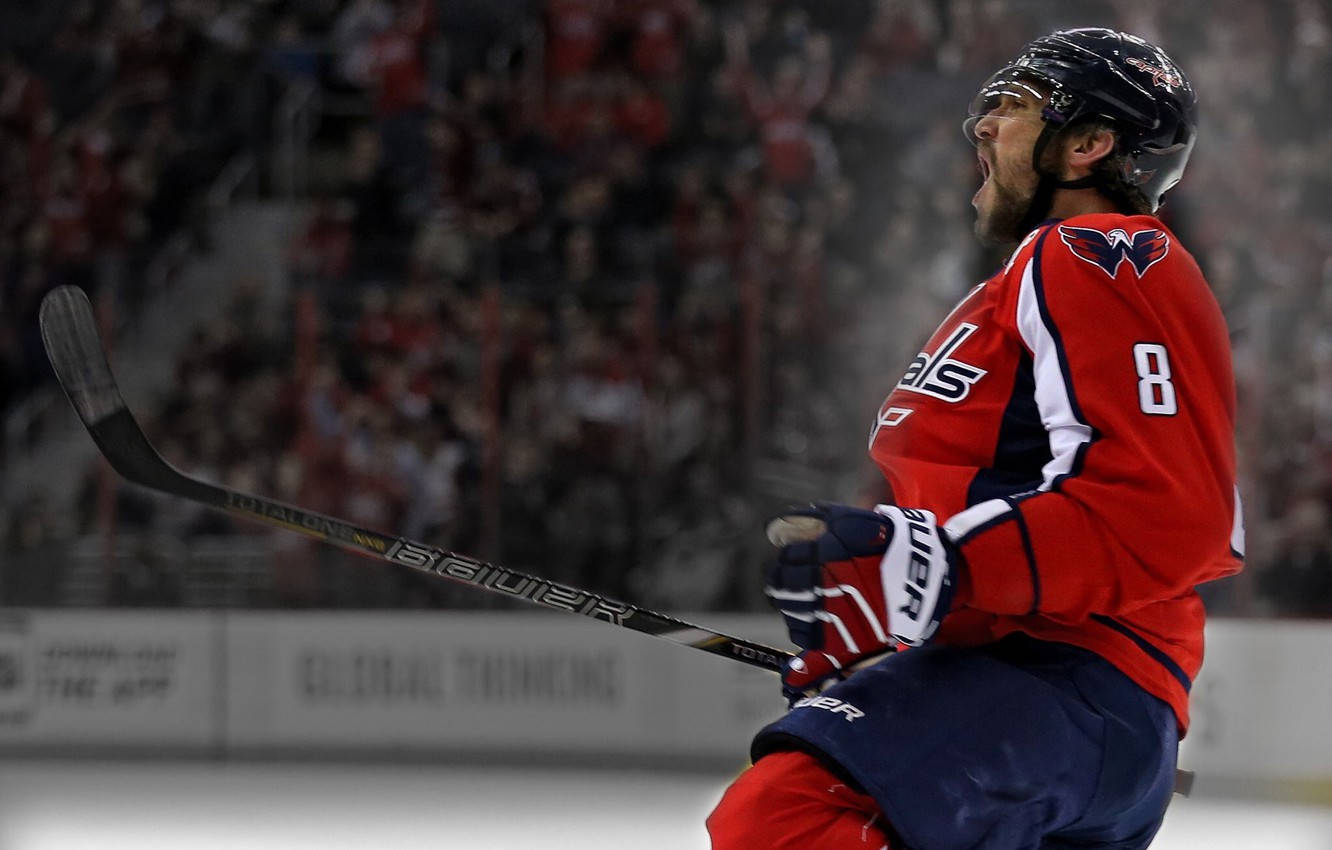 Alex Ovechkin Celebrates Victory With The Washington Capitals Background