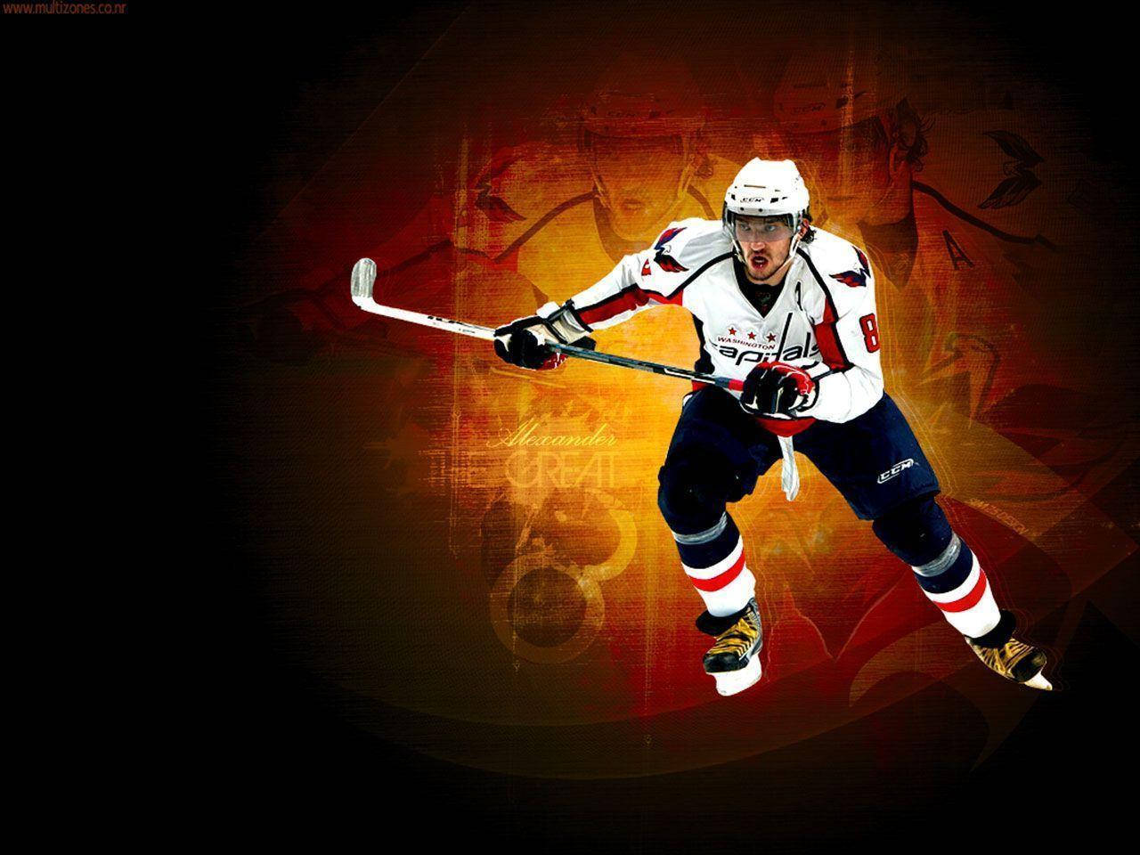 Alex Ovechkin Washington Capital Fan Art Golden Background