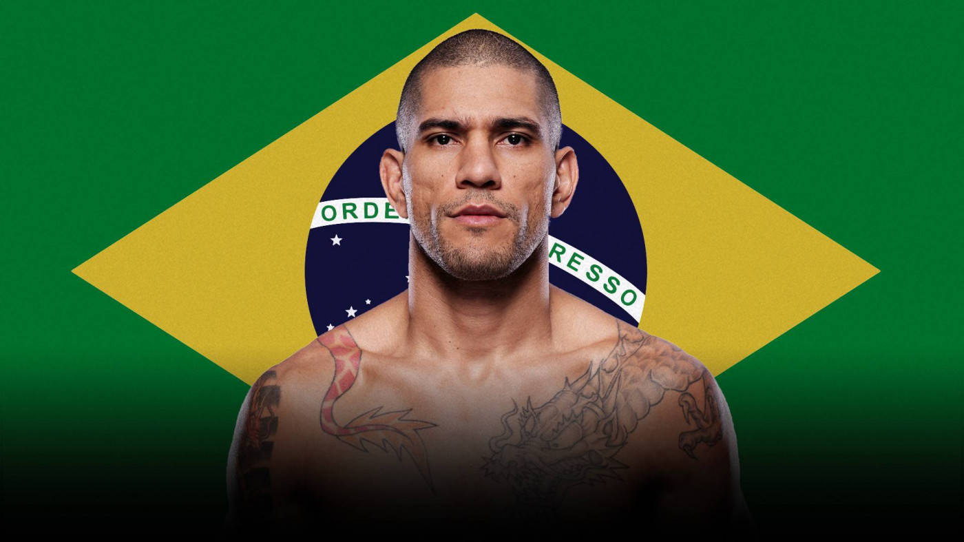 Alex Pereira With Flag Of Brazil Background