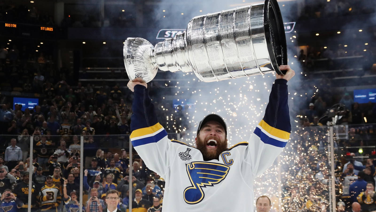 Alex Pietrangelo Triumphantly Holding The Stanley Cup Background