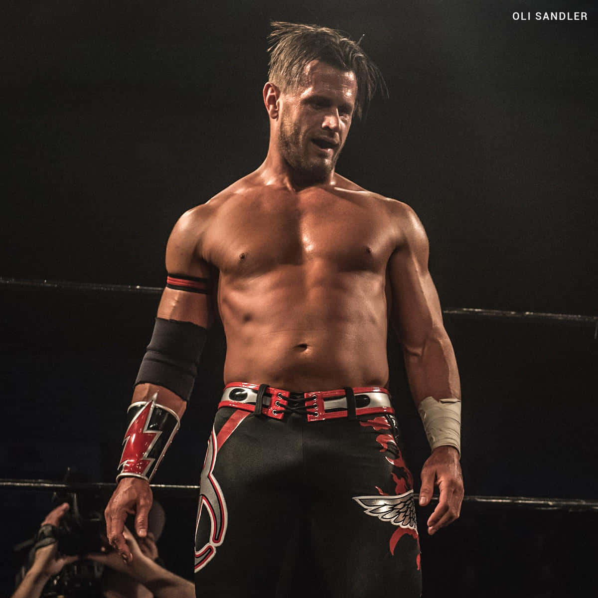 Alex Shelley Sweaty Look On Impact Wrestling Background