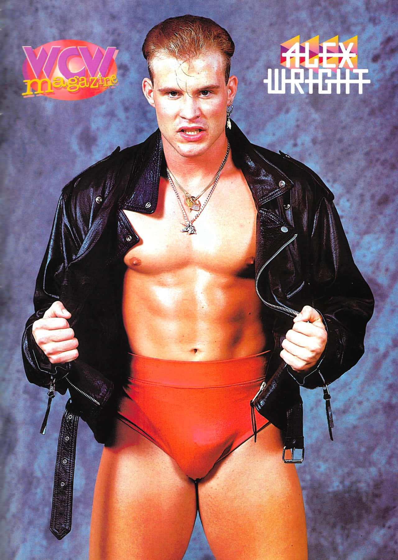 Alex Wright Posing On The Wcw Magazine Cover Background