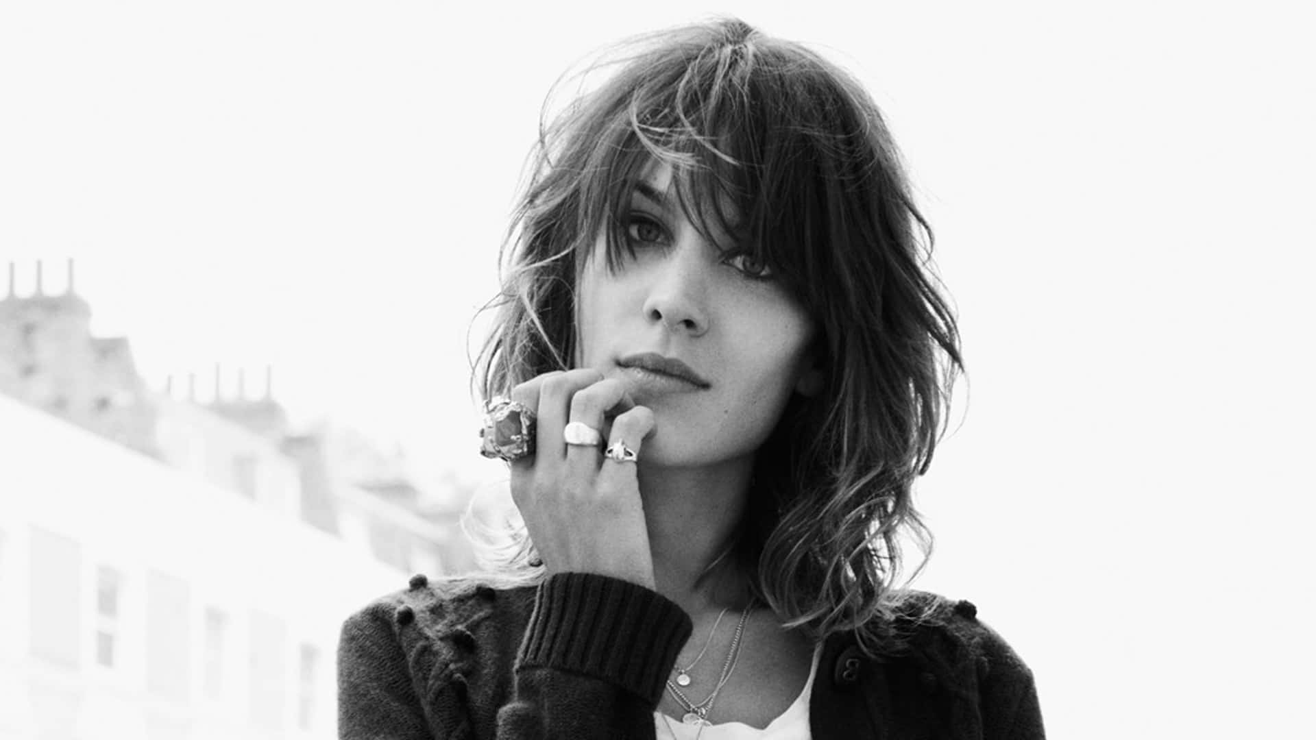 Alexa Chung Blackand White Portrait Background