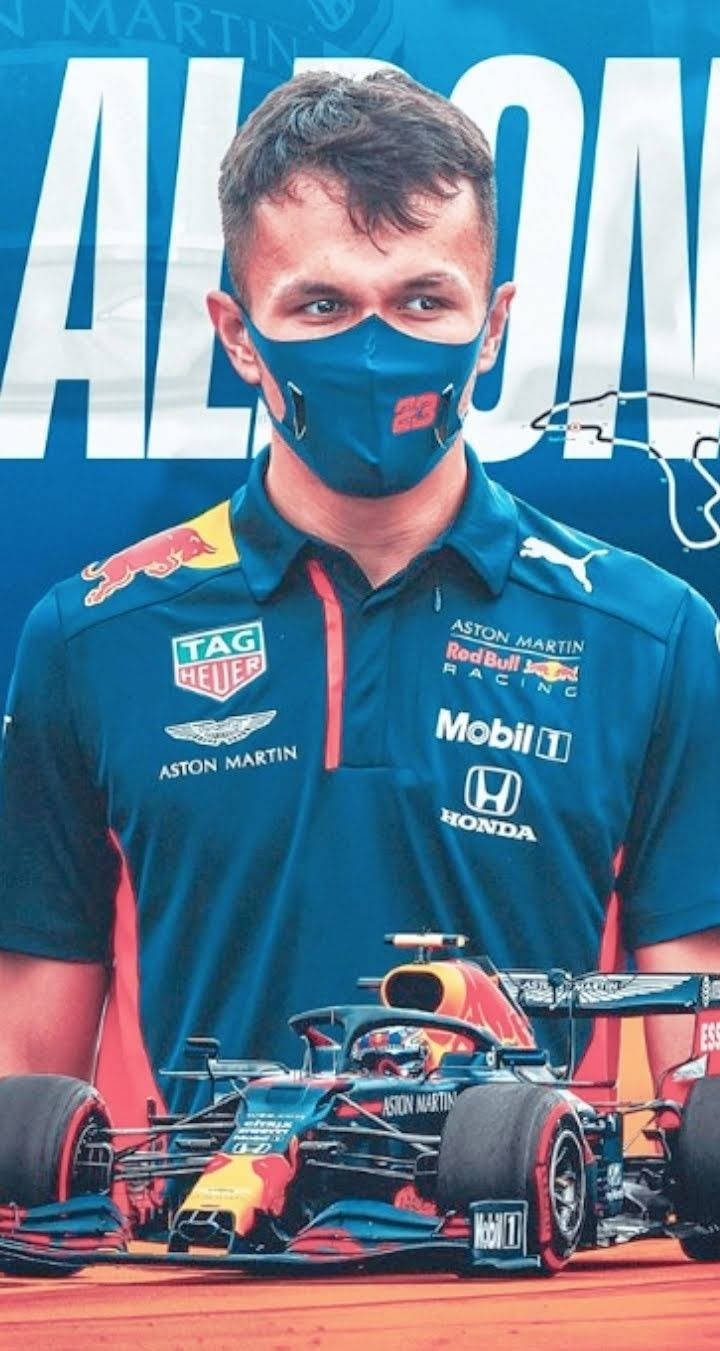 Alexander Albon Donning A Blue Face Mask