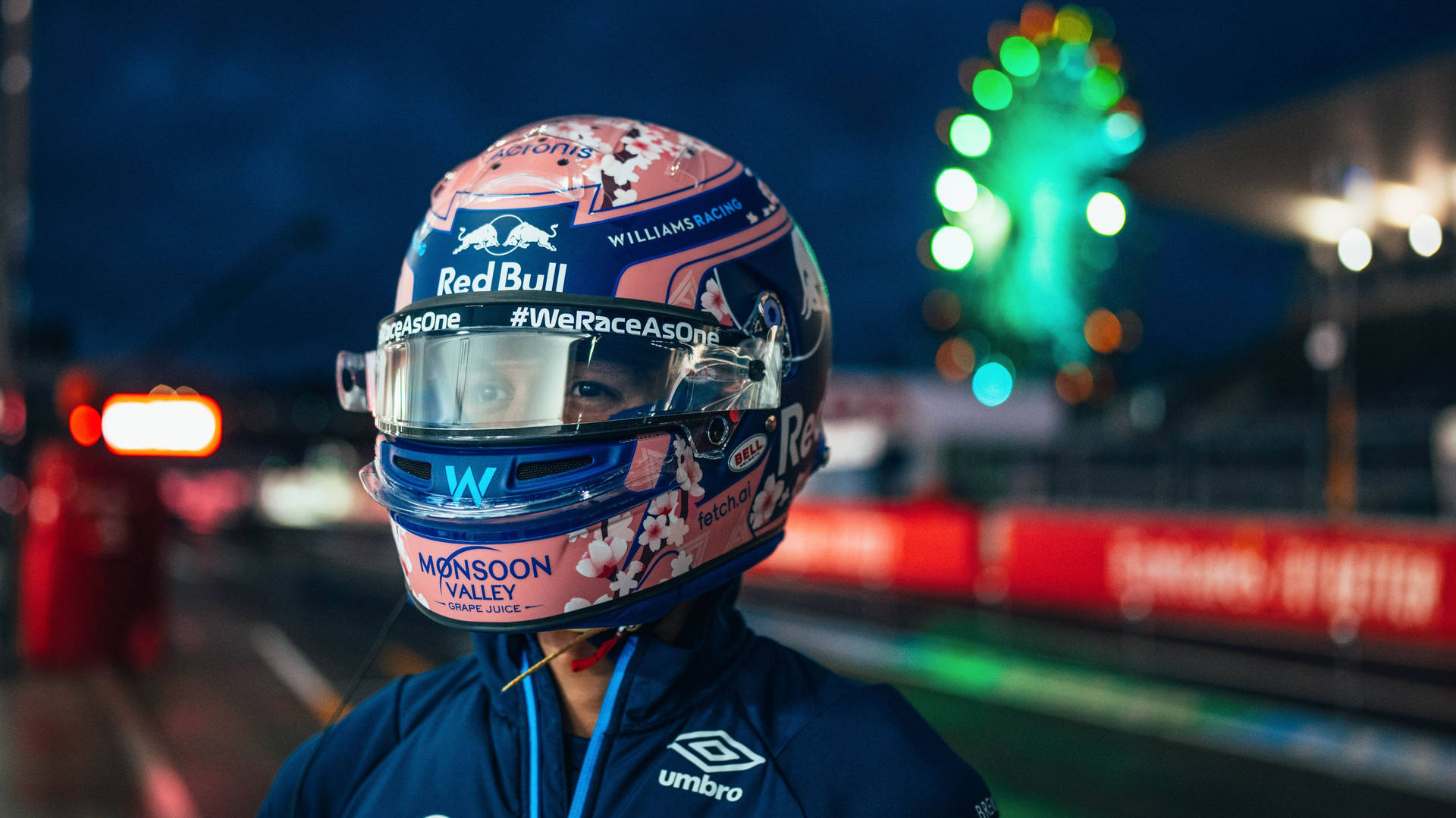 Alexander Albon In Floral Helmet